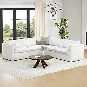 Sectional Modular Down Filled Sofa, Comfty Feather 3 Seat Cloud Couch, FSC Certified Modern Deep Seat Sectional for Living Room