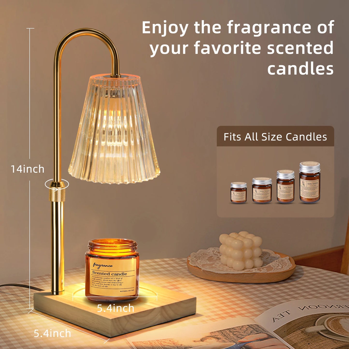 Candle Heating Lamp With Adjustable Height Electric Candle Heating Light with Timer Suitable For Scented Large Cans Of Candles