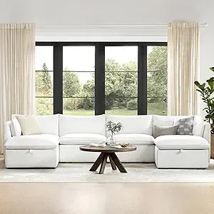 Sectional Modular Down Filled Sofa, Comfty Feather 3 Seat Cloud Couch, FSC Certified Modern Deep Seat Sectional for Living Room