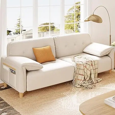 Couches for Living Room, Comfy Oversized Loveseat Sofas with Pillow Top Arms, Storage Pockets, Deep Seat, 79" 2-Seater Modern C
