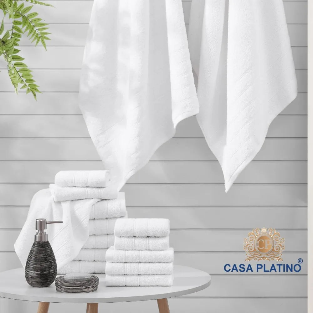 100% Cotton Bathroom Towels Set - 24 Pieces - Ring Spun, Soft & Absorbent - 2 Bath Sheets, 2 Gym, 2 Bath, 4 Fingertip,
