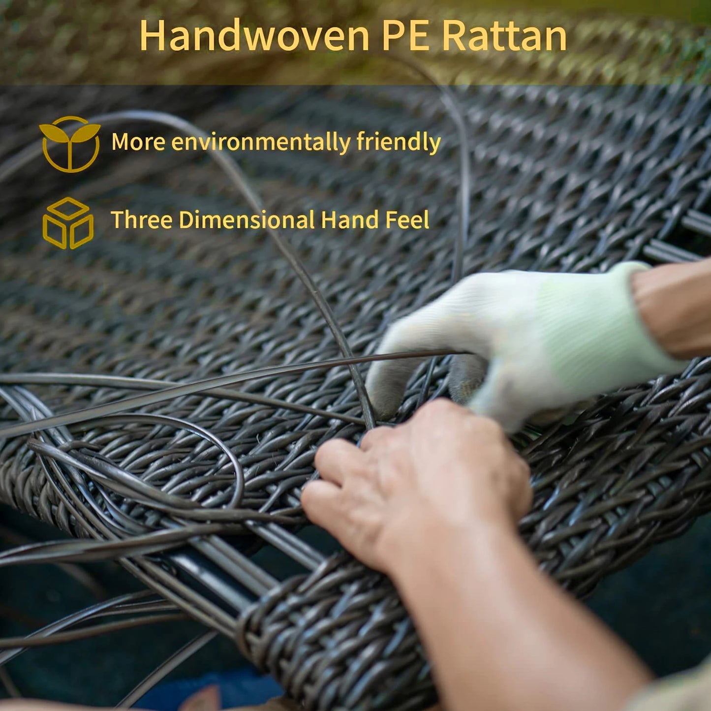 Outdoor NAGA BAHNA Patio Furniture, 8 Piece Outdoor Sectional Sofa PE Rattan Wicker Patio Conversation Sets with Thick Cushions