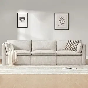 Sectional Modular Down Filled Sofa, Comfty Feather 3 Seat Cloud Couch, FSC Certified Modern Deep Seat Sectional for Living Room