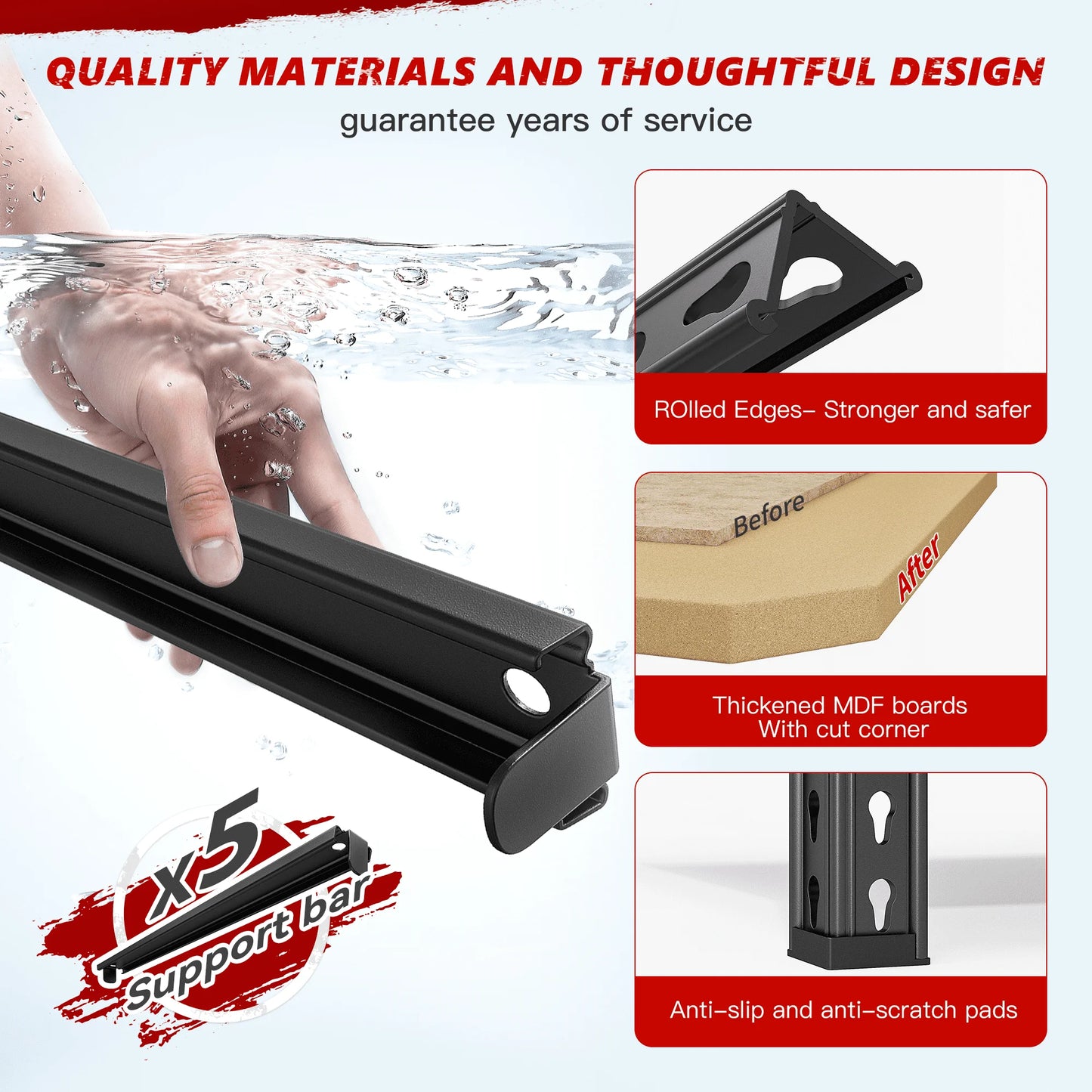 2020LBS Storage Shelves 5 Tier Garage Shelving Heavy Duty Adjustable Shelf Units for Warehouse Pantry Closet,35.5"Lx11.9"Wx 72"H