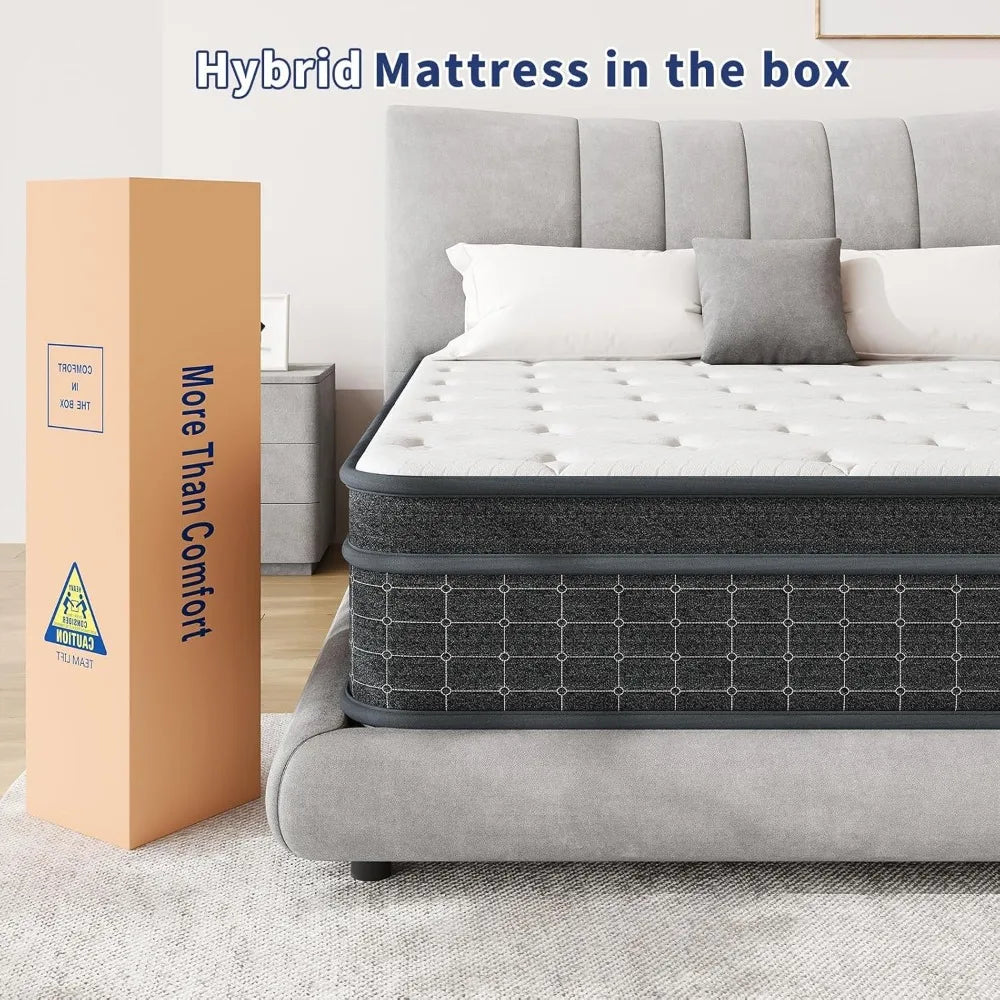 Mattress,12 Inch Mattresses in a Box, Individually Wrapped Pocket Coils for Isolate Motion,Pressure Relief,CertiPUR-US Certified