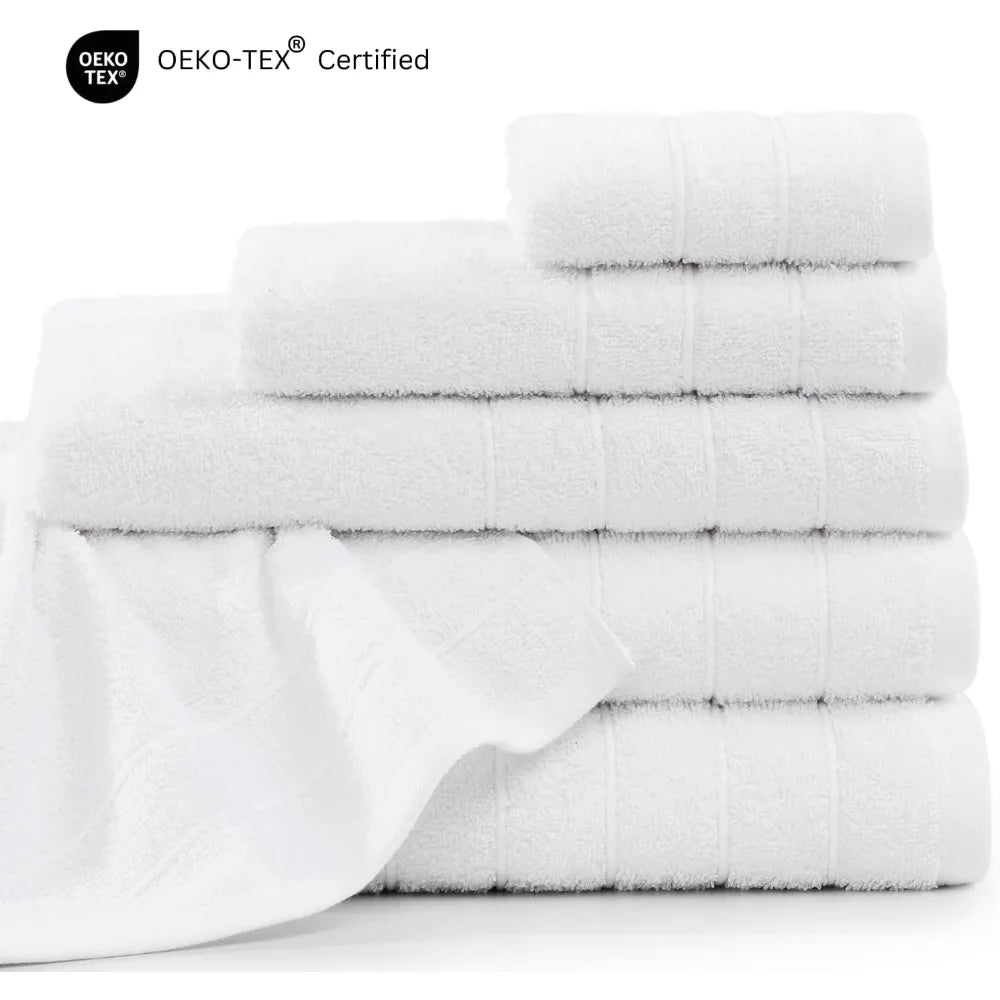 100% Cotton Bathroom Towels Set - 24 Pieces - Ring Spun, Soft & Absorbent - 2 Bath Sheets, 2 Gym, 2 Bath, 4 Fingertip,