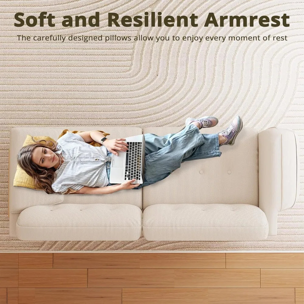 Couches for Living Room, Comfy Oversized Loveseat Sofas with Pillow Top Arms, Storage Pockets, Deep Seat, 79" 2-Seater Modern C