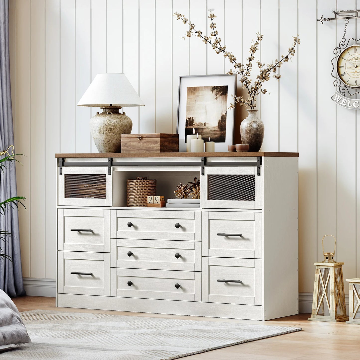 7 Drawers Dresser Bedroom White Dresser with Storage