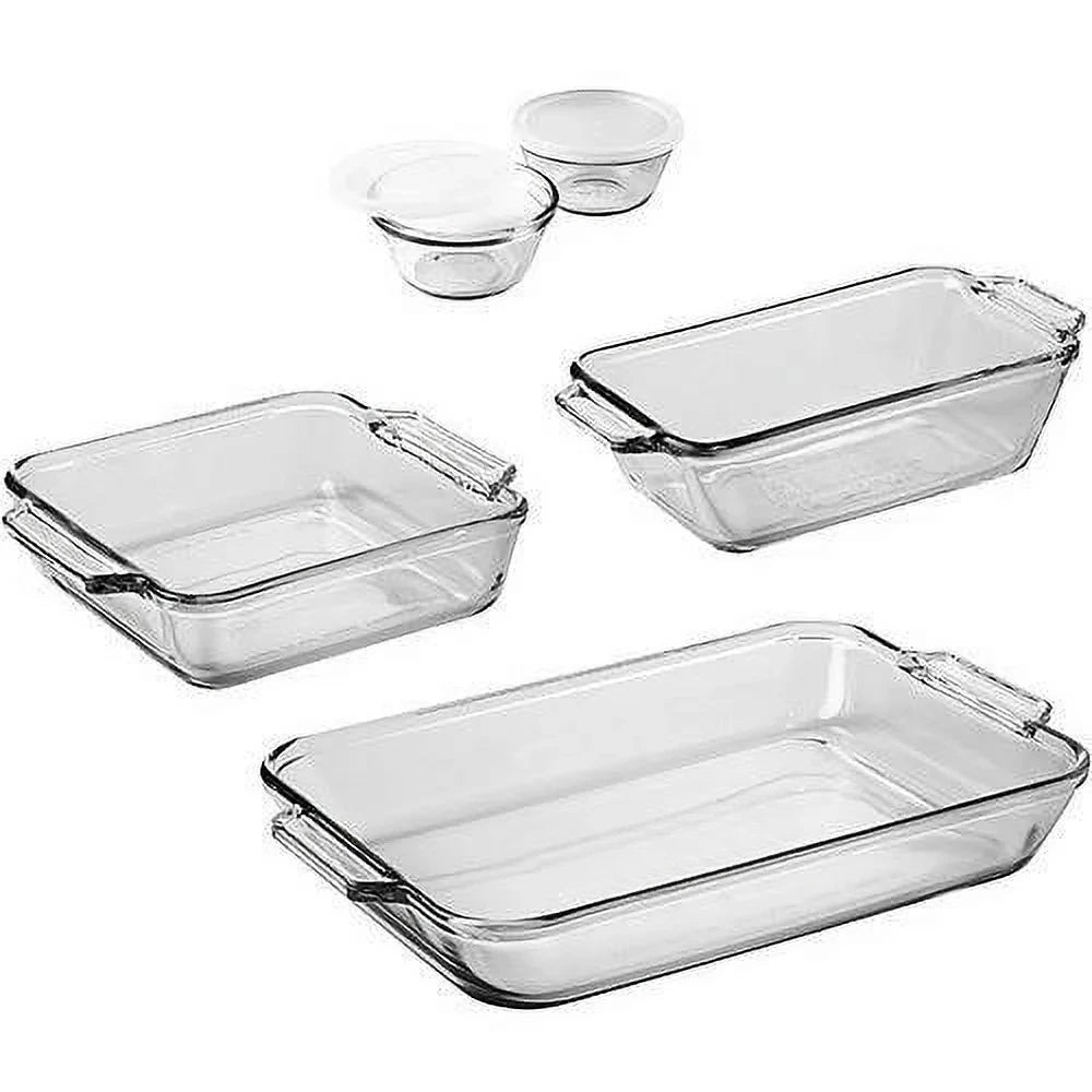 Glass bakeware set, 7 piece glass bakeware set