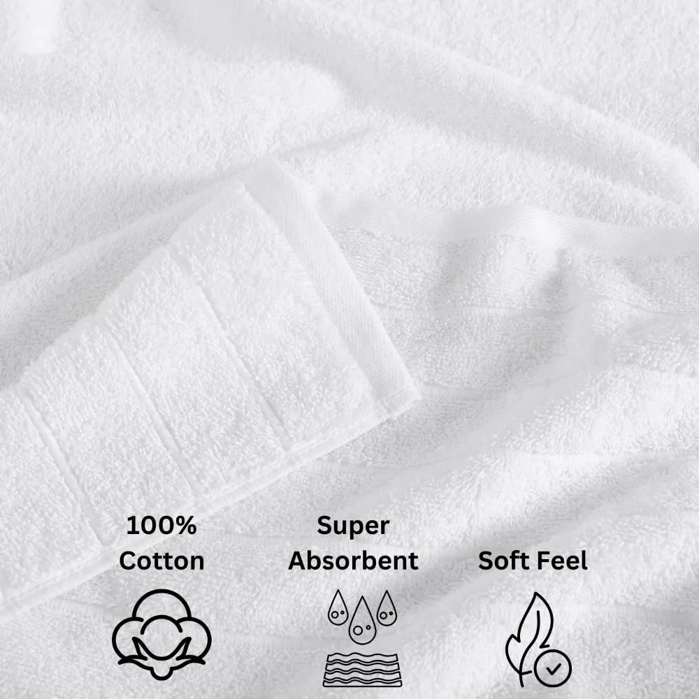 100% Cotton Bathroom Towels Set - 24 Pieces - Ring Spun, Soft & Absorbent - 2 Bath Sheets, 2 Gym, 2 Bath, 4 Fingertip,