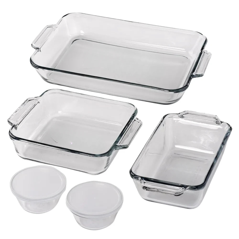 Glass bakeware set, 7 piece glass bakeware set