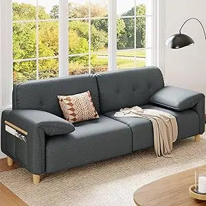 Couches for Living Room, Comfy Oversized Loveseat Sofas with Pillow Top Arms, Storage Pockets, Deep Seat, 79" 2-Seater Modern C