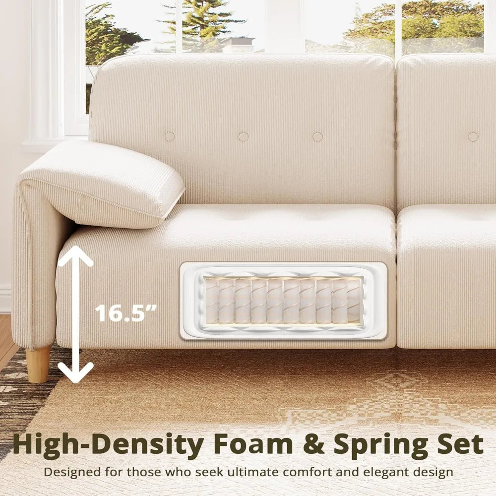 Couches for Living Room, Comfy Oversized Loveseat Sofas with Pillow Top Arms, Storage Pockets, Deep Seat, 79" 2-Seater Modern C