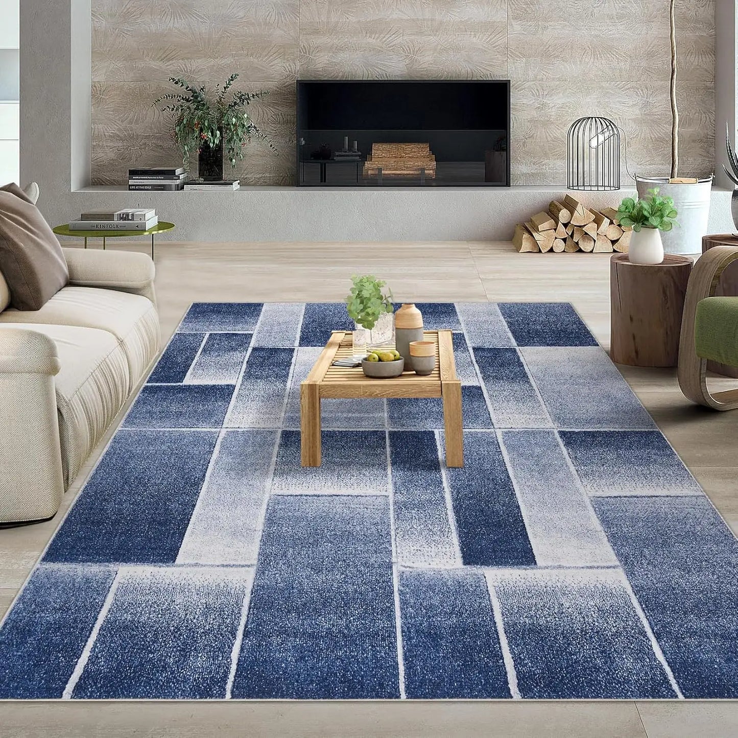 Modern Geometric Area Rug for Living Room Washable Soft Large Rug Indoor Floor Rug Carpet for Bedroom Entryway Dining Room